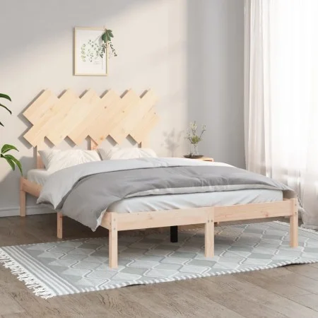 Small double bed frame solid wood 135x190 cm by vidaXL, Beds and slatted bases - Ref: Foro24-3104843, Price: 130,70 €, Discou...