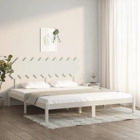 Estructura cama de madera maciza blanca super king 180x200 cm