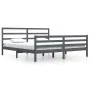 Estructura de cama de madera maciza de pino gris 200x200 cm de vidaXL, Camas y somieres - Ref: Foro24-3105028, Precio: 164,45...