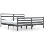 Solid gray pine wood bed frame 200x200 cm by vidaXL, Beds and slatted bases - Ref: Foro24-3105028, Price: 166,58 €, Discount: %