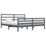 Estructura de cama de madera maciza de pino gris 200x200 cm de vidaXL, Camas y somieres - Ref: Foro24-3105028, Precio: 164,45...