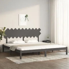 Solid gray pine wood bed frame 200x200 cm by vidaXL, Beds and slatted bases - Ref: Foro24-3104890, Price: 161,22 €, Discount: %