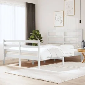 Weißer Bettrahmen aus massivem Kiefernholz, 140 x 190 cm von vidaXL, Betten und Lattenroste - Ref: Foro24-3104987, Preis: 121...