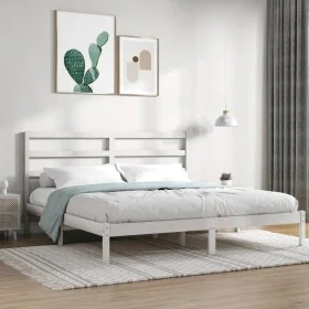 Solid white pine wood bed frame 200x200 cm by vidaXL, Beds and slatted bases - Ref: Foro24-3104954, Price: 129,18 €, Discount: %