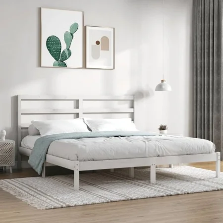 Massives Bettgestell aus weißem Kiefernholz, 200 x 200 cm von vidaXL, Betten und Lattenroste - Ref: Foro24-3104954, Preis: 12...