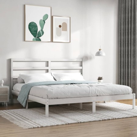 Massives Bettgestell aus weißem Kiefernholz, 200 x 200 cm von vidaXL, Betten und Lattenroste - Ref: Foro24-3104954, Preis: 13...
