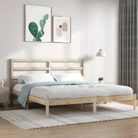 Solid pine wood bed frame 200x200 cm by vidaXL, Beds and slatted bases - Ref: Foro24-3104953, Price: 118,93 €, Discount: %
