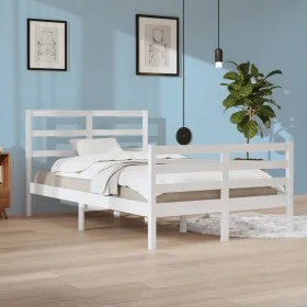 Massiver Bettrahmen aus weißem Kiefernholz, 120 x 200 cm von vidaXL, Betten und Lattenroste - Ref: Foro24-3105002, Preis: 116...