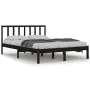 Solid black pine wood bed frame 150x200 cm by vidaXL, Beds and slatted bases - Ref: Foro24-3105080, Price: 166,38 €, Discount: %