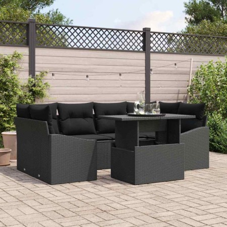 Conjunto de sofá de jardín 7 pcs Negro ratán sintético en Sofás de exterior | Comprar online en Foro24