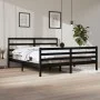 Estructura de cama de madera maciza de pino negra 200x200 cm de vidaXL, Camas y somieres - Ref: Foro24-3105030, Precio: 162,0...