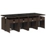 Set comedor para jardín 9 pzas y cojines ratán sintético marrón