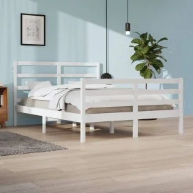 White solid pine wood bed frame 140x200 cm by vidaXL, Beds and slatted bases - Ref: Foro24-3105007, Price: 122,86 €, Discount: %