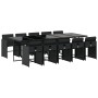 Set de comedor jardín 11 pzas con cojines ratán sintético negro