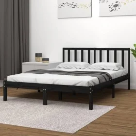 Solid black pine wood bed frame 140x190 cm by vidaXL, Beds and slatted bases - Ref: Foro24-3105055, Price: 156,90 €, Discount: %