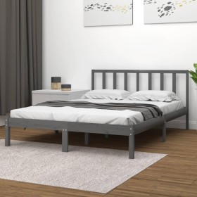 Estructura de cama madera maciza de pino gris 120x200 cm