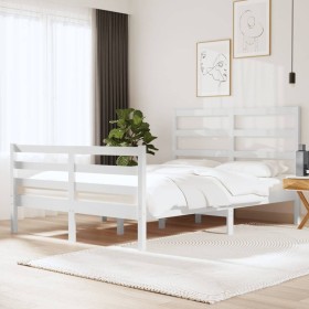 Estructura de cama madera maciza de pino blanca 150x200 cm