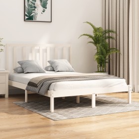 Estructura de cama de madera maciza de pino blanca 140x190 cm