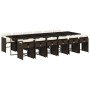 Set muebles de jardín 13 pzas y cojines ratán sintético marrón