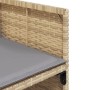 Set comedor de jardín con cojines 13 pzas ratán sintético beige