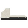 Tumbona 2 personas toldo plegable ratán PE negro 213x118x97 cm
