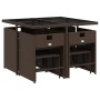 Set comedor para jardín 9 pzas y cojines ratán sintético marrón