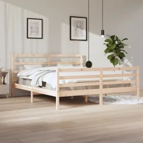 Solid pine wood bed frame 200x200 cm by vidaXL, Beds and slatted bases - Ref: Foro24-3105026, Price: 134,49 €, Discount: %