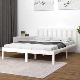 Estructura de cama de madera maciza de pino blanco 160x200 cm