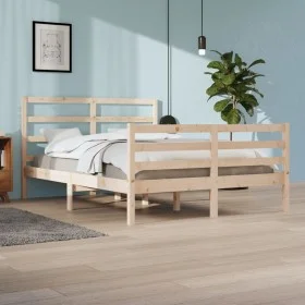 Solid pine wood bed frame 140x200 cm by vidaXL, Beds and slatted bases - Ref: Foro24-3105006, Price: 113,28 €, Discount: %