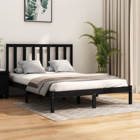 Estructura de cama de madera maciza de pino negra 140x190 cm
