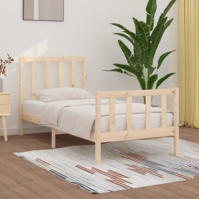 Solid wood bed frame 90x190 cm by vidaXL, Beds and slatted bases - Ref: Foro24-3105190, Price: 90,11 €, Discount: %