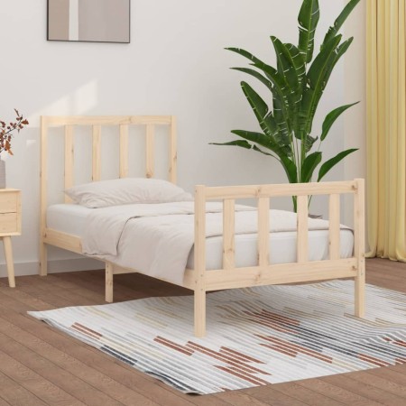 Solid wood bed frame 90x190 cm by vidaXL, Beds and slatted bases - Ref: Foro24-3105190, Price: 90,11 €, Discount: %