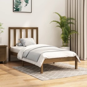 Estructura de cama madera maciza pino marrón miel 100x200 cm