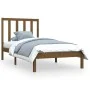 Solid pine wood bed frame honey brown 100x200 cm by vidaXL, Beds and slatted bases - Ref: Foro24-3105153, Price: 98,53 €, Dis...
