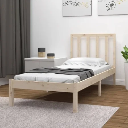 Solid pine wood bed frame 100x200 cm by vidaXL, Beds and slatted bases - Ref: Foro24-3105061, Price: 84,52 €, Discount: %