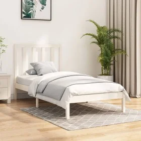 Solid white pine wood bed frame 100x200 cm by vidaXL, Beds and slatted bases - Ref: Foro24-3105151, Price: 94,14 €, Discount: %