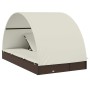 Tumbona 2 personas toldo redondo ratán PE marrón 211x112x140 cm de vidaXL, Tumbonas - Ref: Foro24-319653, Precio: 288,04 €