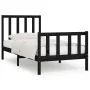 Black single solid wood bed frame 75x190 cm by vidaXL, Beds and slatted bases - Ref: Foro24-3105189, Price: 117,19 €, Discoun...