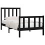Black single solid wood bed frame 75x190 cm by vidaXL, Beds and slatted bases - Ref: Foro24-3105189, Price: 118,70 €, Discoun...