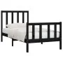 Black single solid wood bed frame 75x190 cm by vidaXL, Beds and slatted bases - Ref: Foro24-3105189, Price: 117,19 €, Discoun...