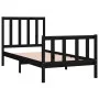 Black single solid wood bed frame 75x190 cm by vidaXL, Beds and slatted bases - Ref: Foro24-3105189, Price: 117,19 €, Discoun...