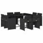 Set de comedor de jardín 9 pzas y cojines ratán sintético negro