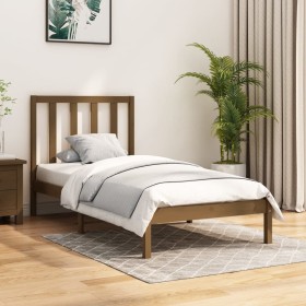 Estructura de cama madera maciza de pino marrón miel 90x200 cm