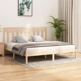 Solid wood bed frame 200x200 cm by vidaXL, Beds and slatted bases - Ref: Foro24-3105270, Price: 127,51 €, Discount: %