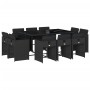 Set de comedor jardín 11 pzas con cojines ratán sintético negro
