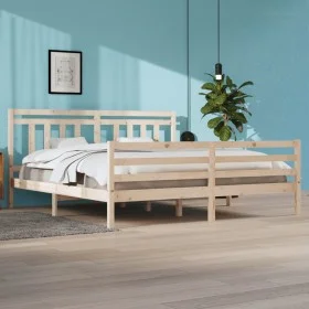Solid wood bed frame 200x200 cm by vidaXL, Beds and slatted bases - Ref: Foro24-3105335, Price: 142,66 €, Discount: %