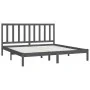 Estructura de cama de madera maciza de pino gris 200x200 cm de vidaXL, Camas y somieres - Ref: Foro24-3105182, Precio: 153,31...