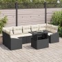 Conjunto de sofá de jardín 8 pcs Negro y crema 100 x 55 x 73 cm