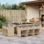 Set comedor de jardín 11 pzas con cojines ratán sintético beige