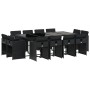 Set comedor de jardín con cojines 13 pzas ratán sintético negro